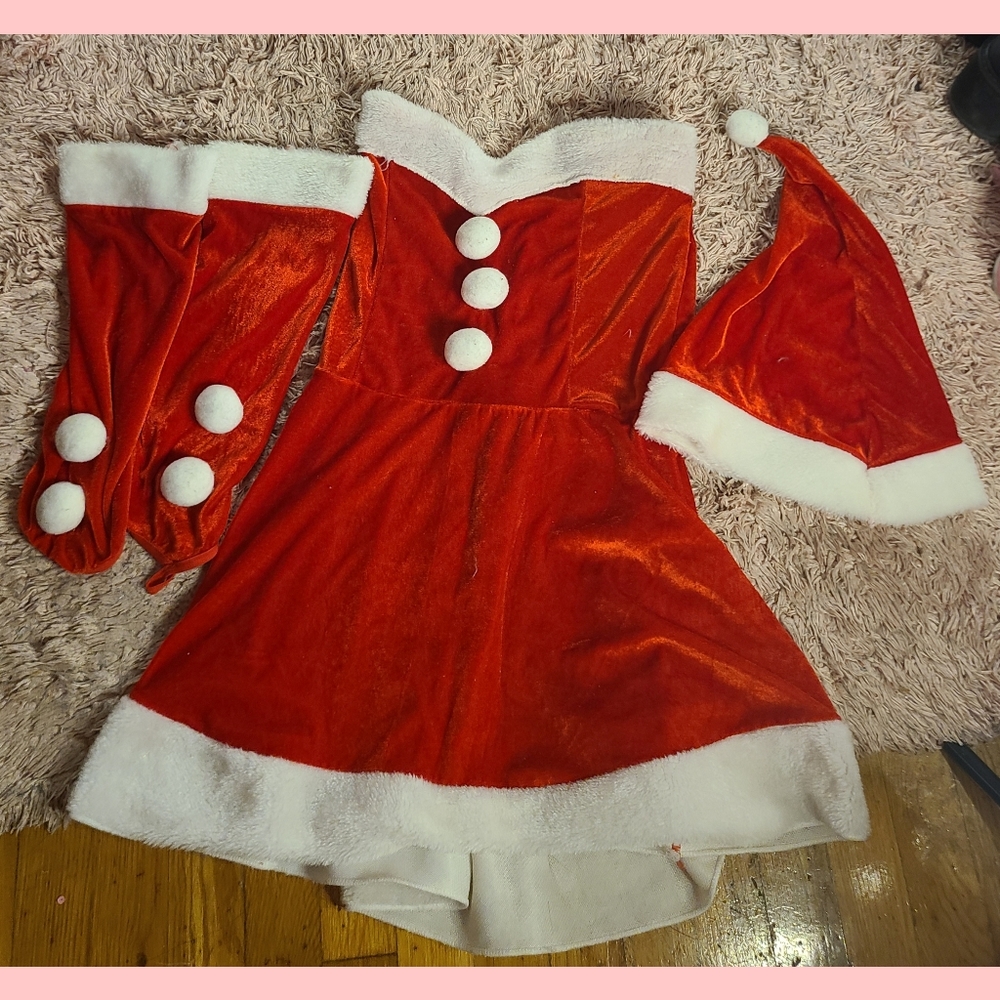 Santa holiday cosplay dress costume set